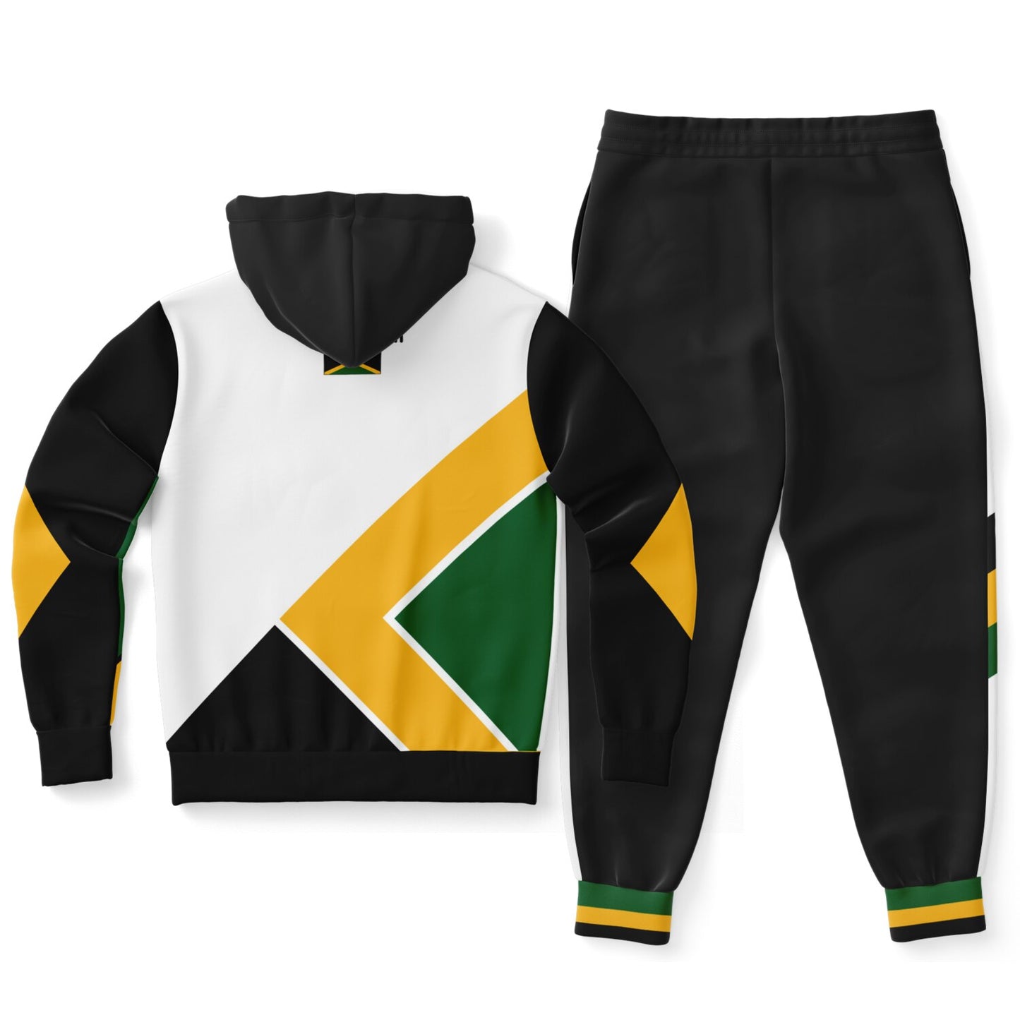 Jamaica Pullover Hoodie & Jogger Set - Trelawny Trim White Black - Casual