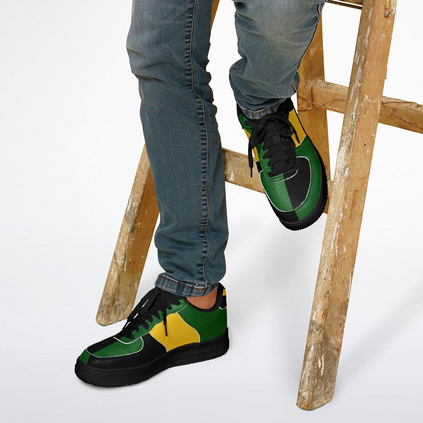 Jamaica Roots Shoes in black/green/gold colorway