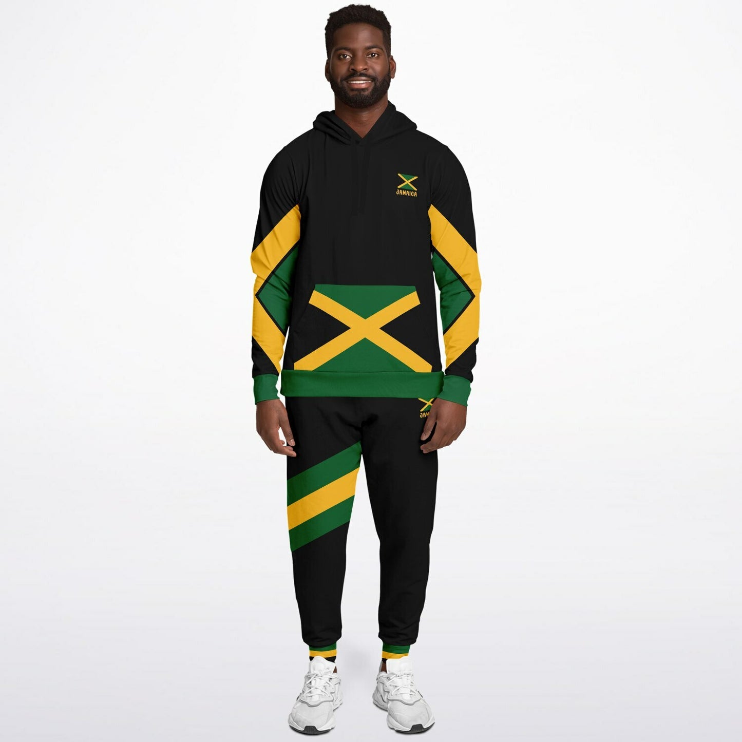 Jamaica Pullover Hoodie & Jogger Set - Trelawny Trim Black - Casual