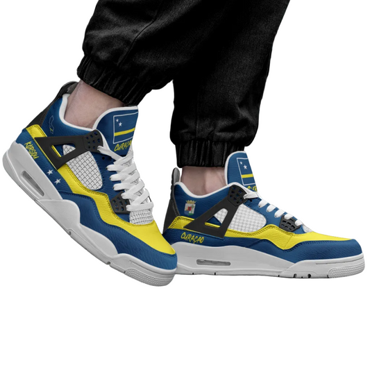 Curaçao Flag Shoes - Rebel Sole Mid Top Sneakers - Kòrsou Pride