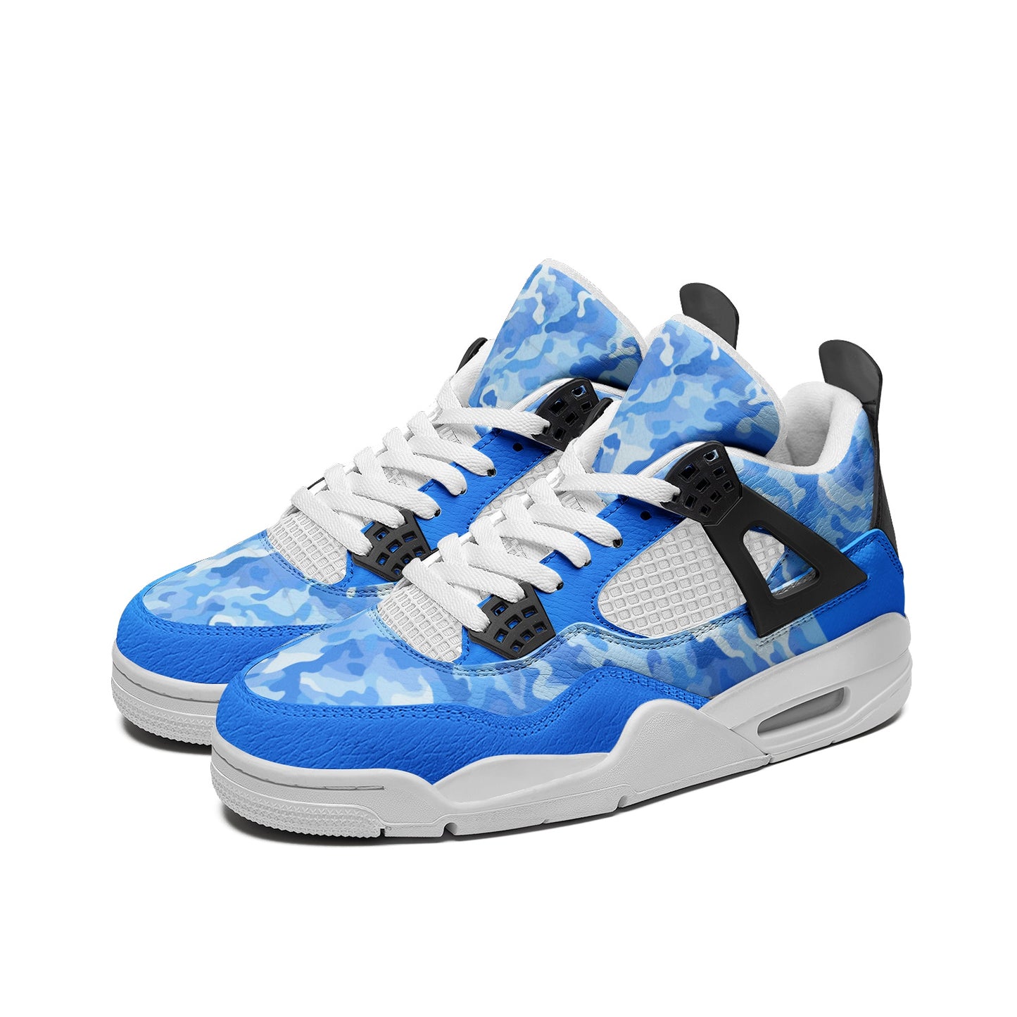Camo Blue Mid Shoes with camo print in blue colorway