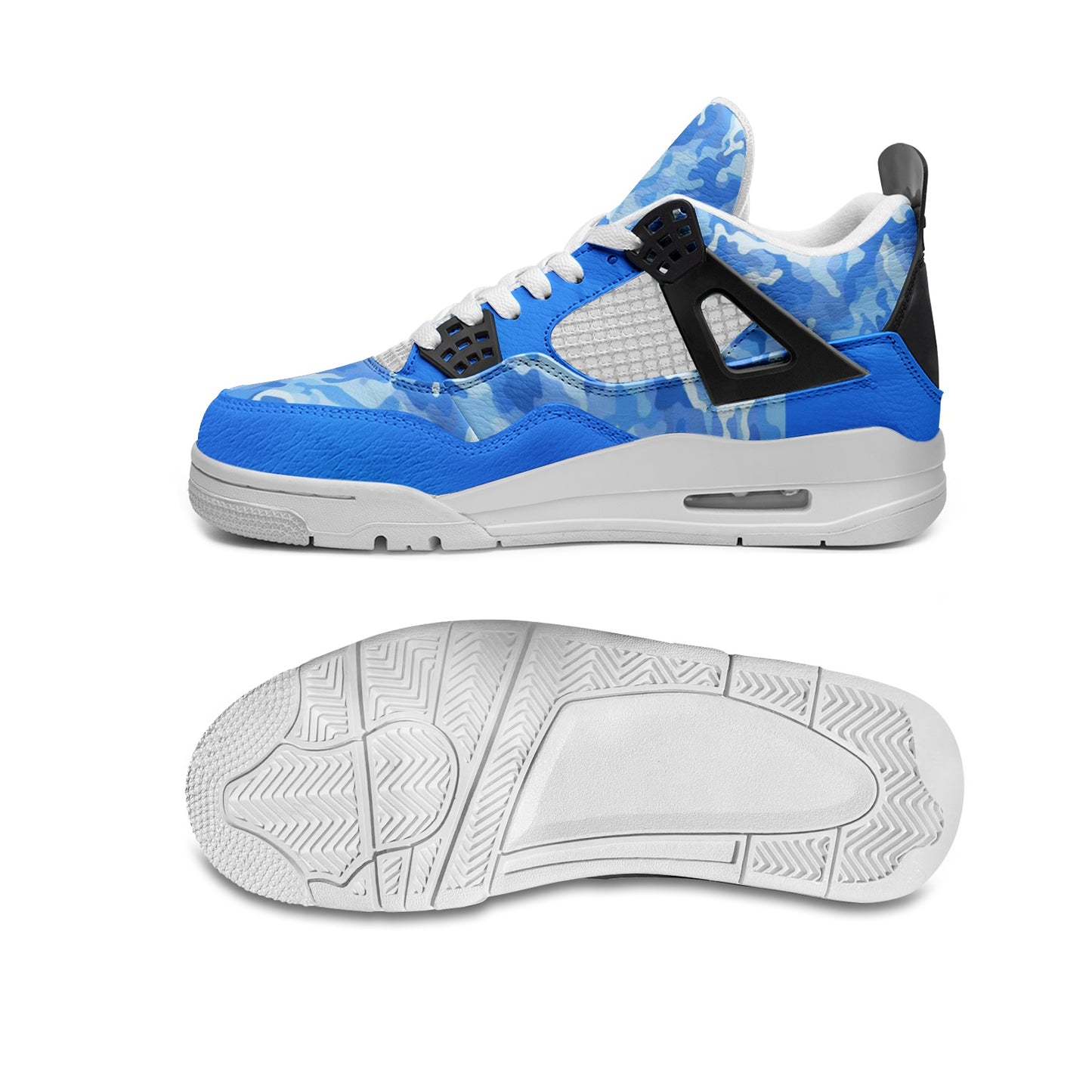 Camo Blue Mid Shoes with camo print in blue colorway