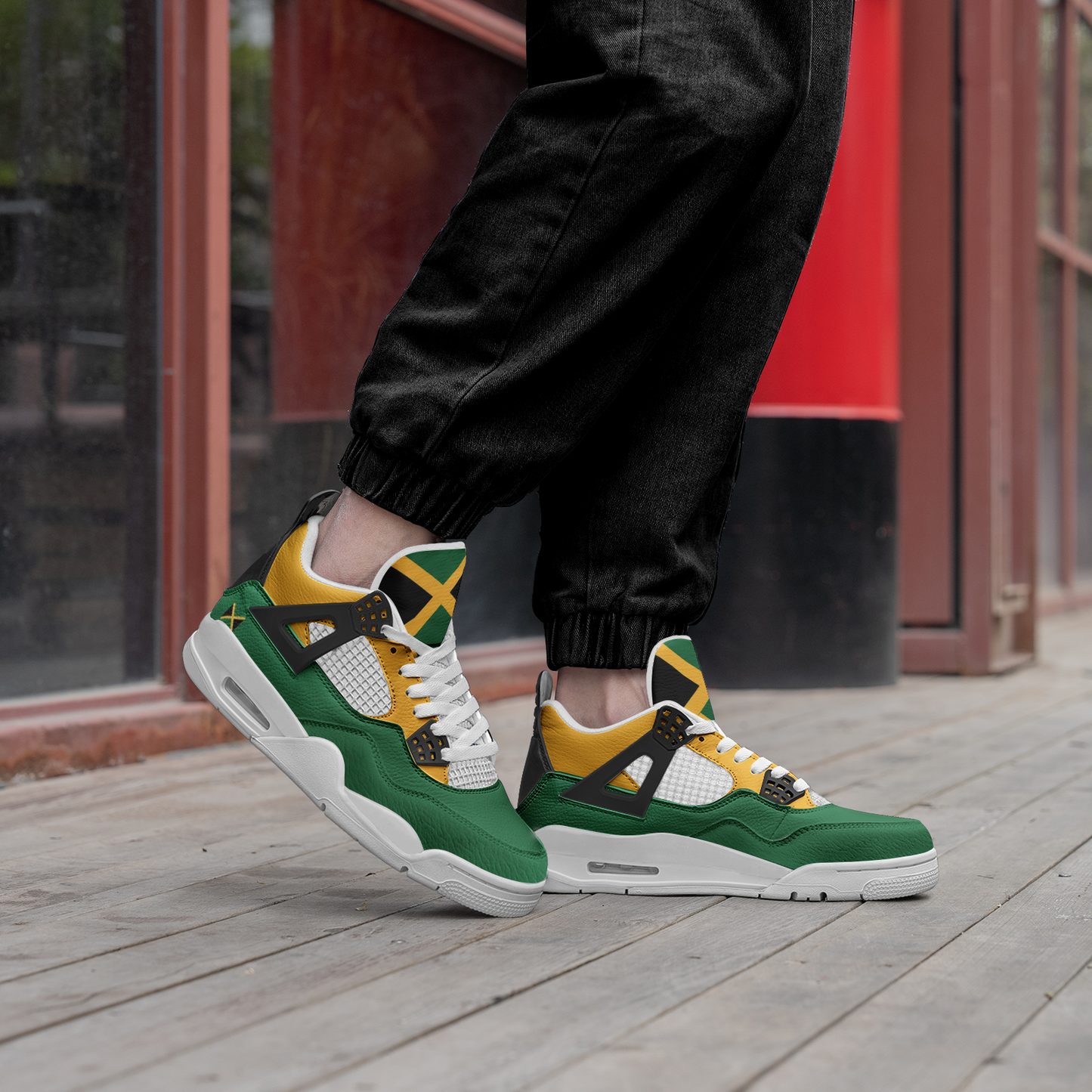 Jamaica YG Shoes in black/green/gold colorway