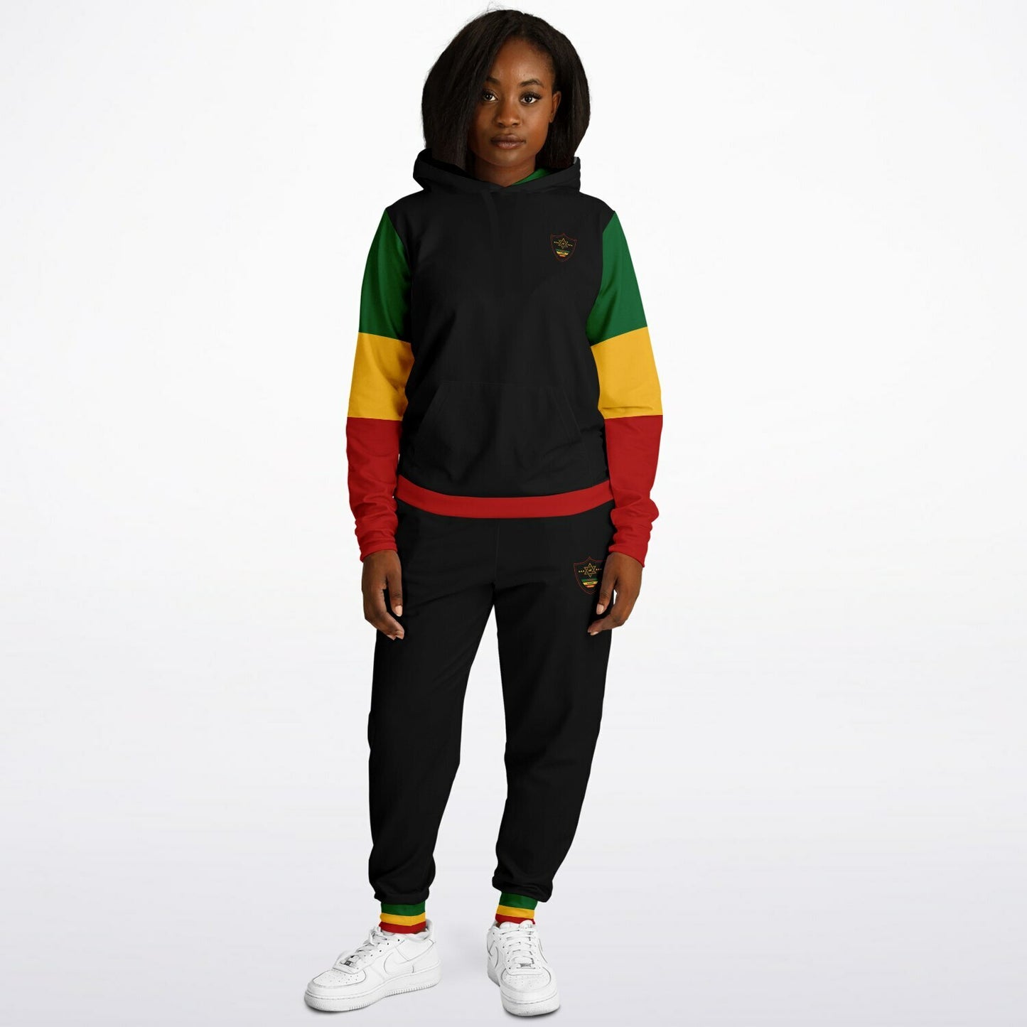 Rasta Pullover Hoodie & Jogger Set - St. Ann Stripe Black - Casual