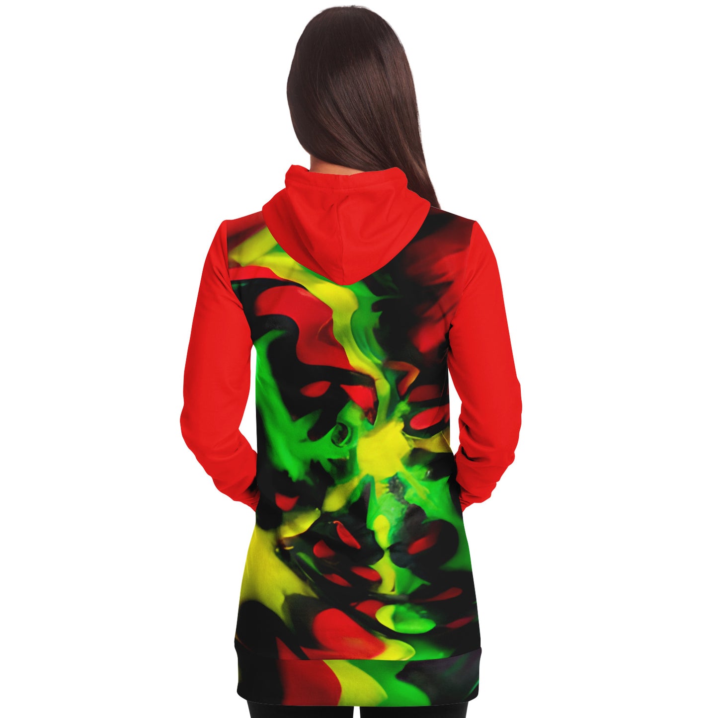 Tie Dye Rasta Hoodie Dress - AOP