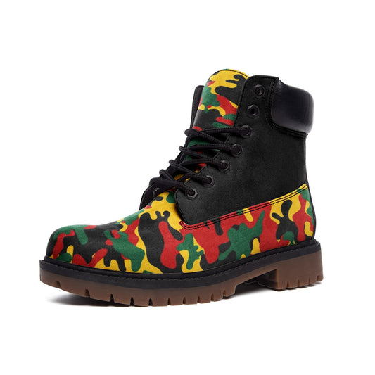 Rasta Camo Shoes with camo print in red/gold/green colorway