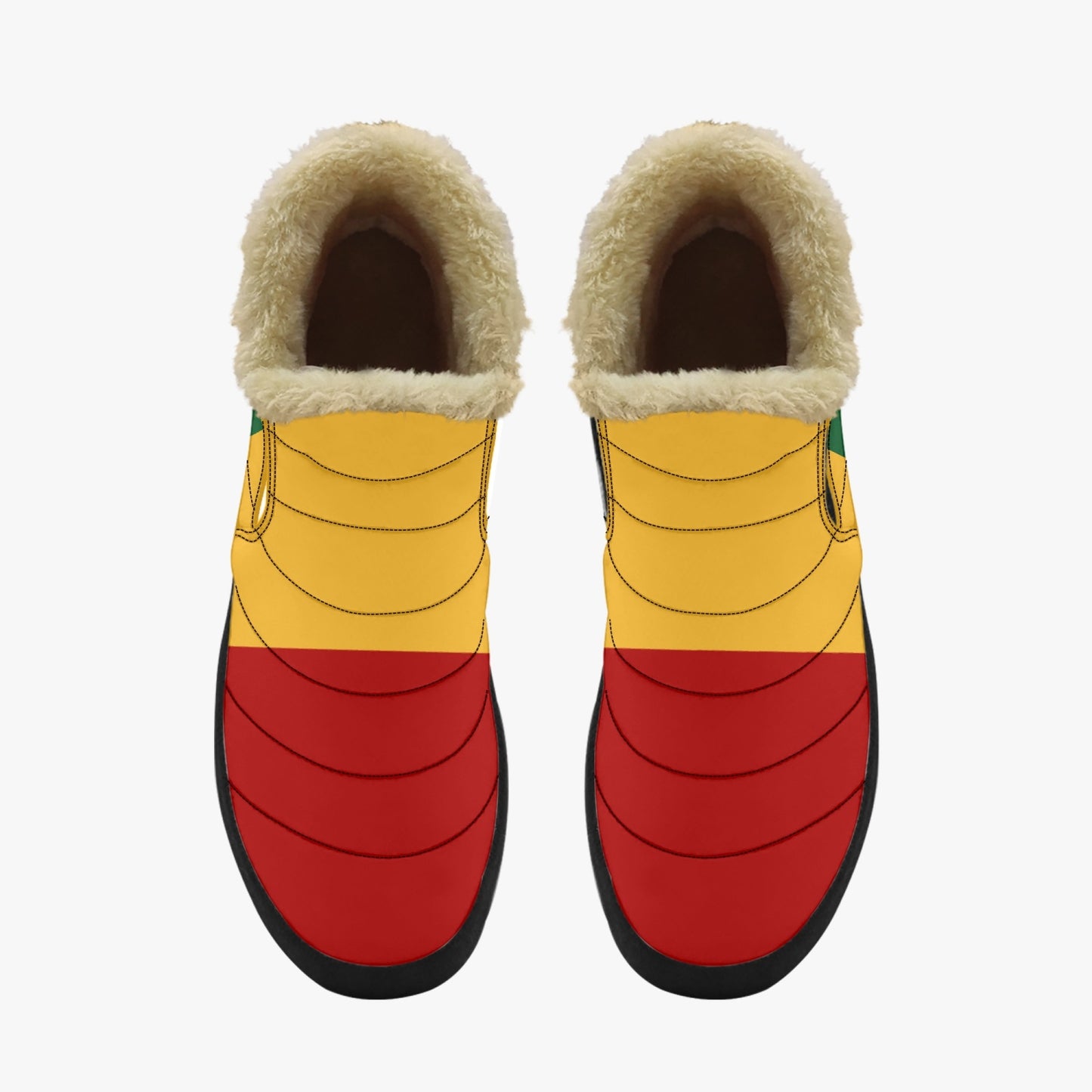 Winter Rasta Shoes in red/gold/green colorway