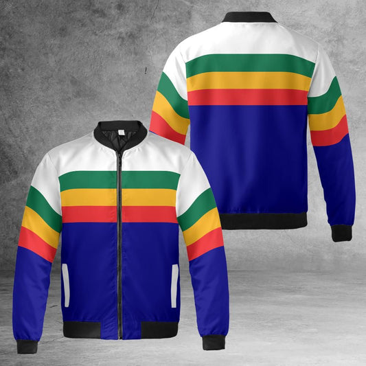 Rasta Stripes Quilted Bomber Jacket
