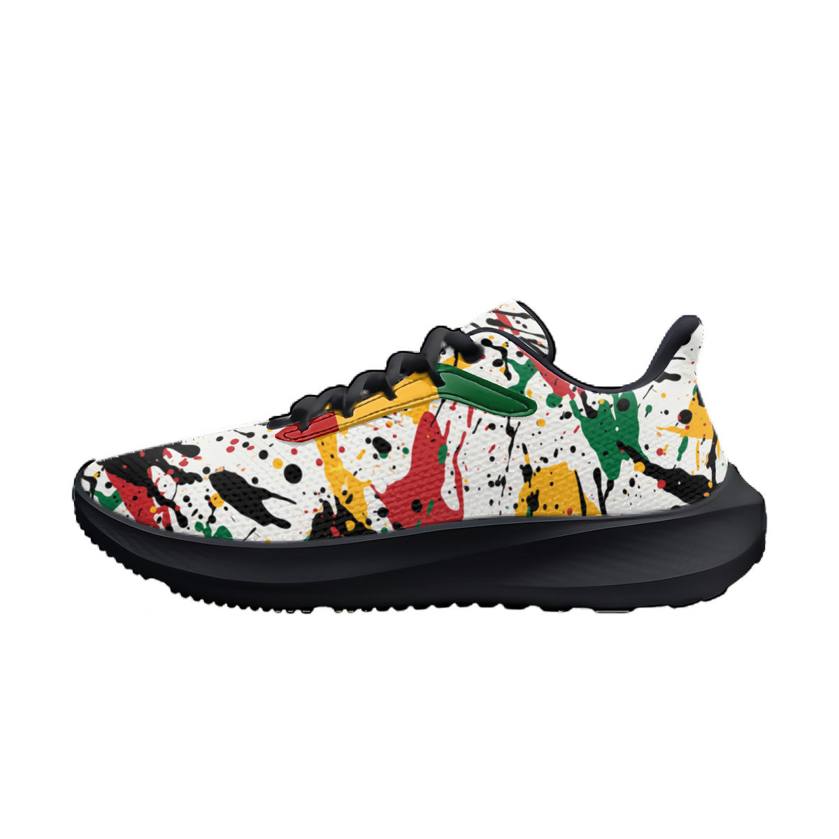 Rasta Splatter Shoes in red/gold/green colorway