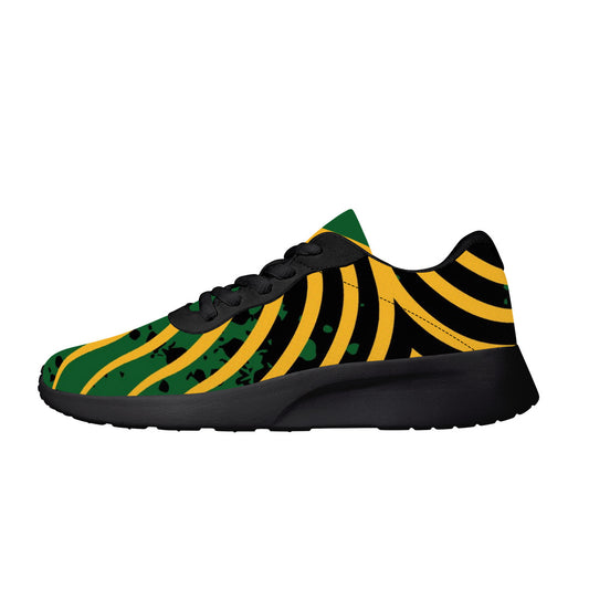 Jamaica Splash Shoes in black/green/gold colorway