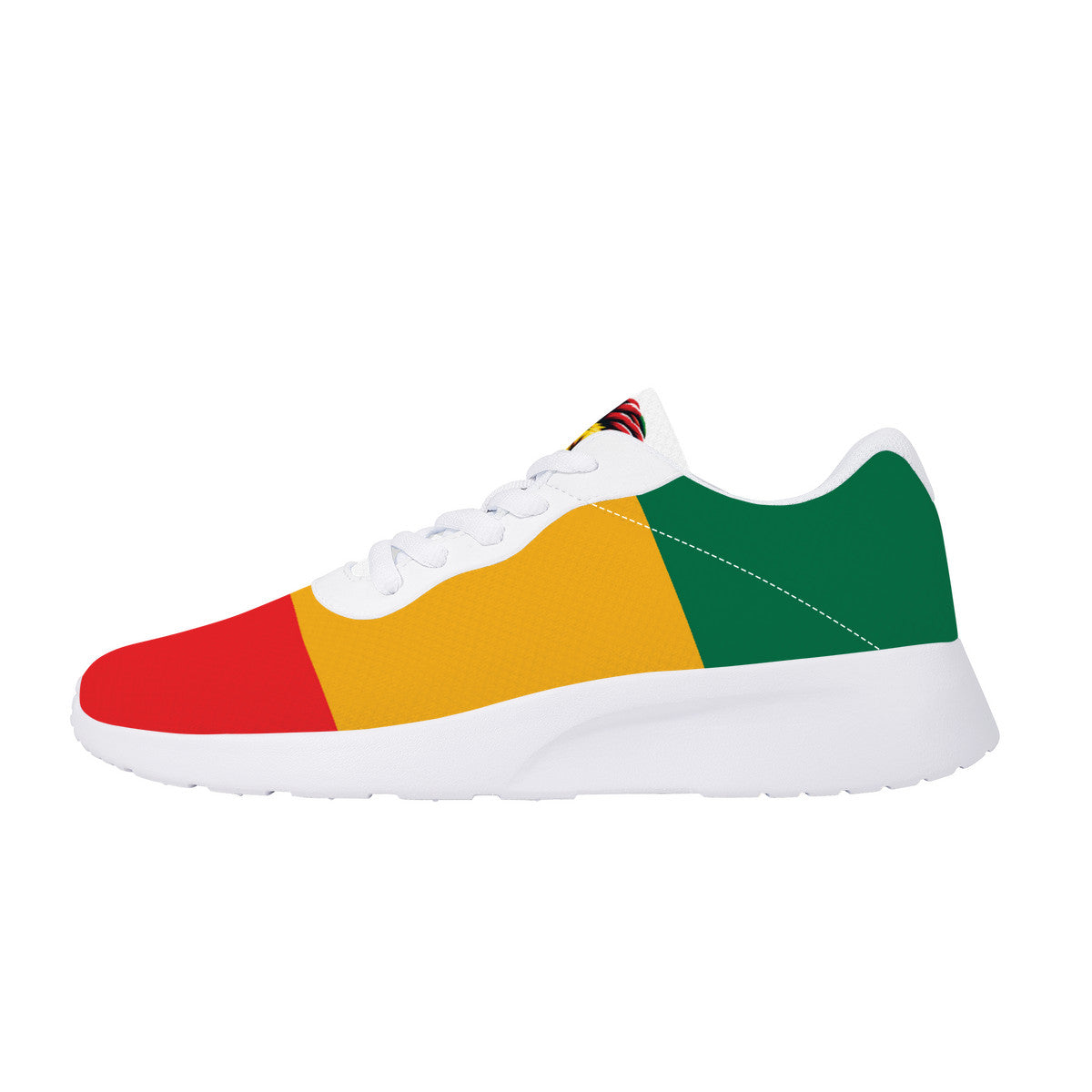 Rasta Mens Shoes, Womens Rasta Shoes, Jamaican Colors Shoes on a white background as a product image.