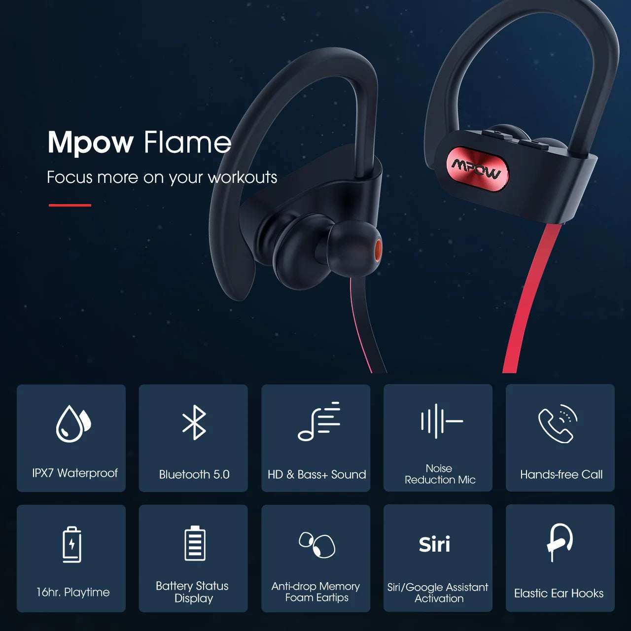Mpow Flame IPX7 Sport Wireless Earphones