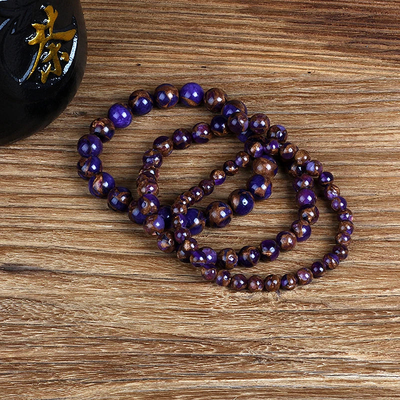 Purple Cloisonne Beaded Bracelets