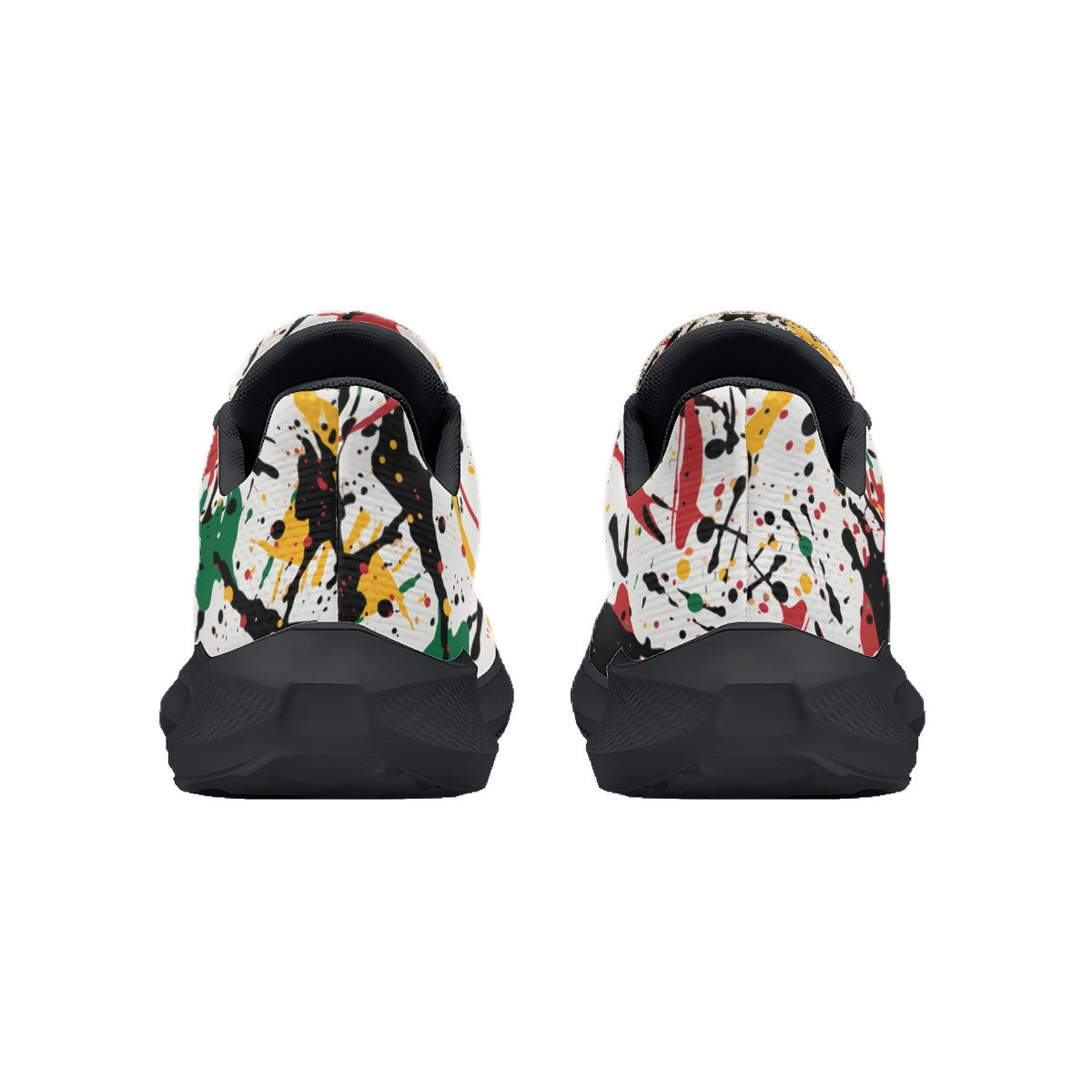 Rasta Splatter Shoes in red/gold/green colorway