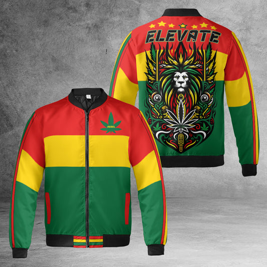 Rasta Cannabis Quilted Bomber Jacket