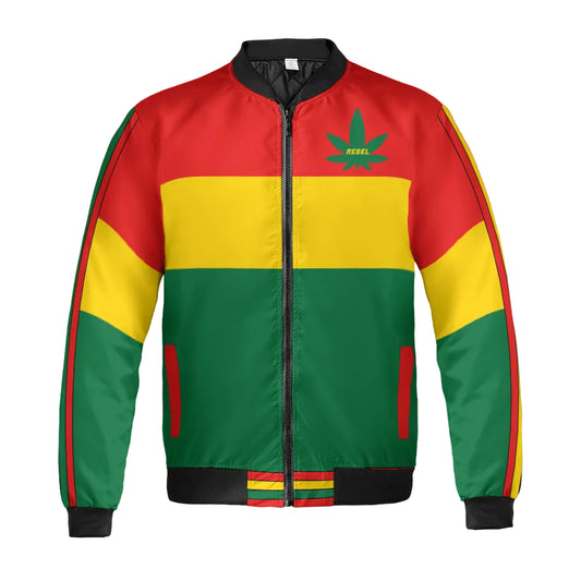 Rasta Cannabis Quilted Bomber Jacket