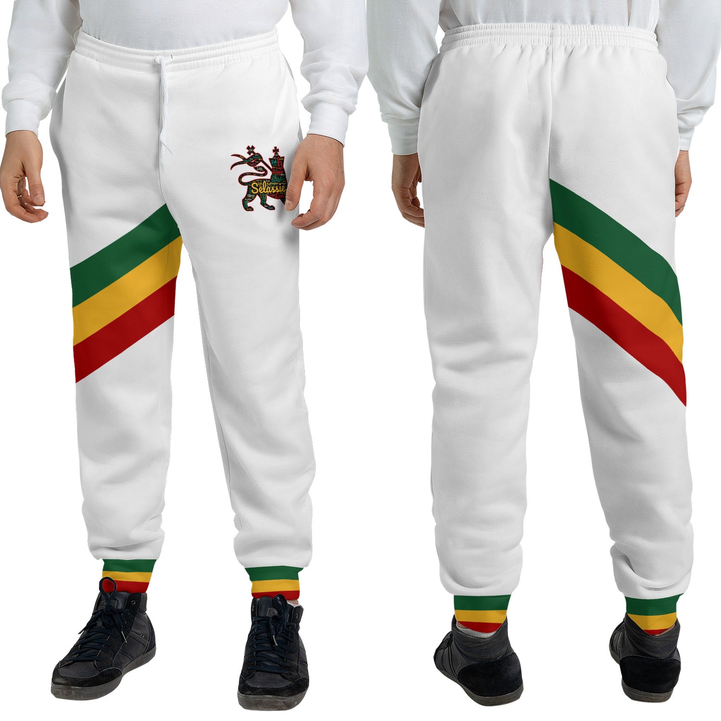 Rasta Lion Of Judah Jogger Sweatpants - White