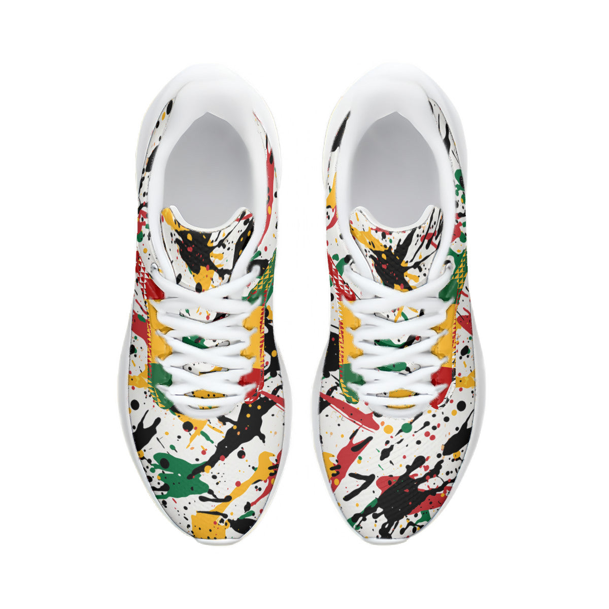 Rasta Splatter Shoes in red/gold/green colorway
