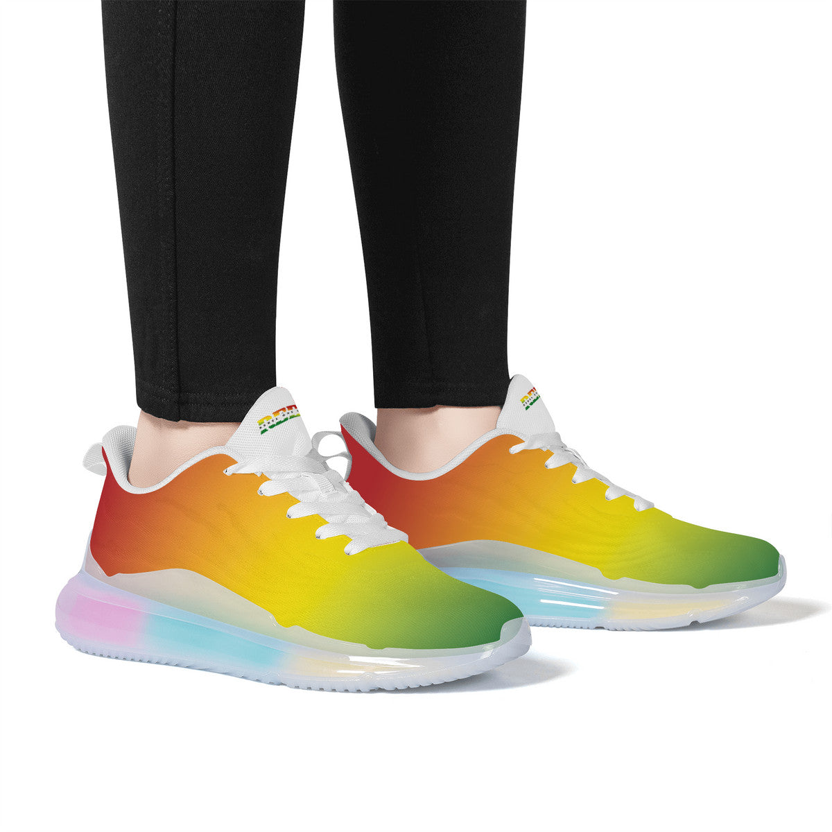 Womens Rasta Shoes, Jamaican Colors Shoes on a white background as a product mockup.
