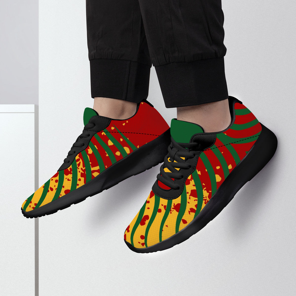 Rasta Splash Shoes in red/gold/green colorway