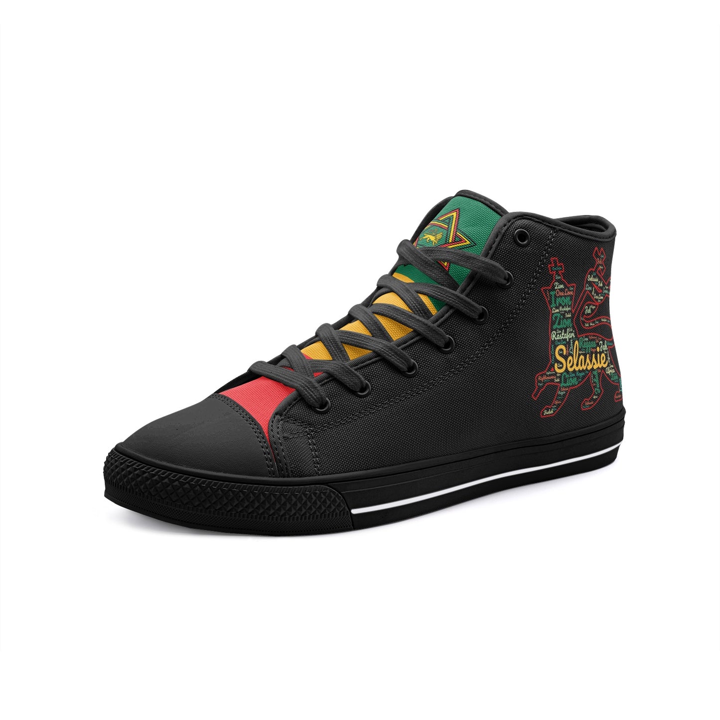 Lion of Judah Shoes Black with lion graphic in black colorway