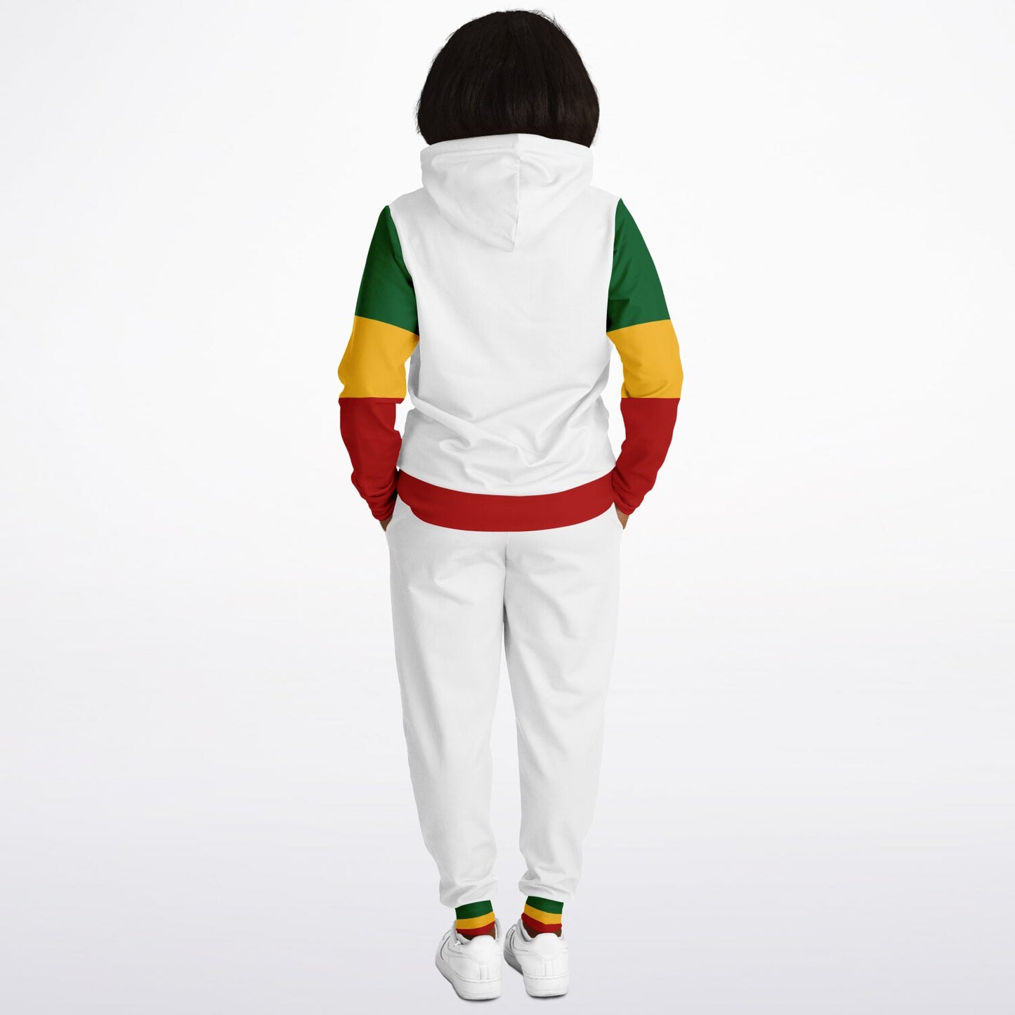Rasta Pullover Hoodie & Jogger Set - St. Ann Stripe White - Casual
