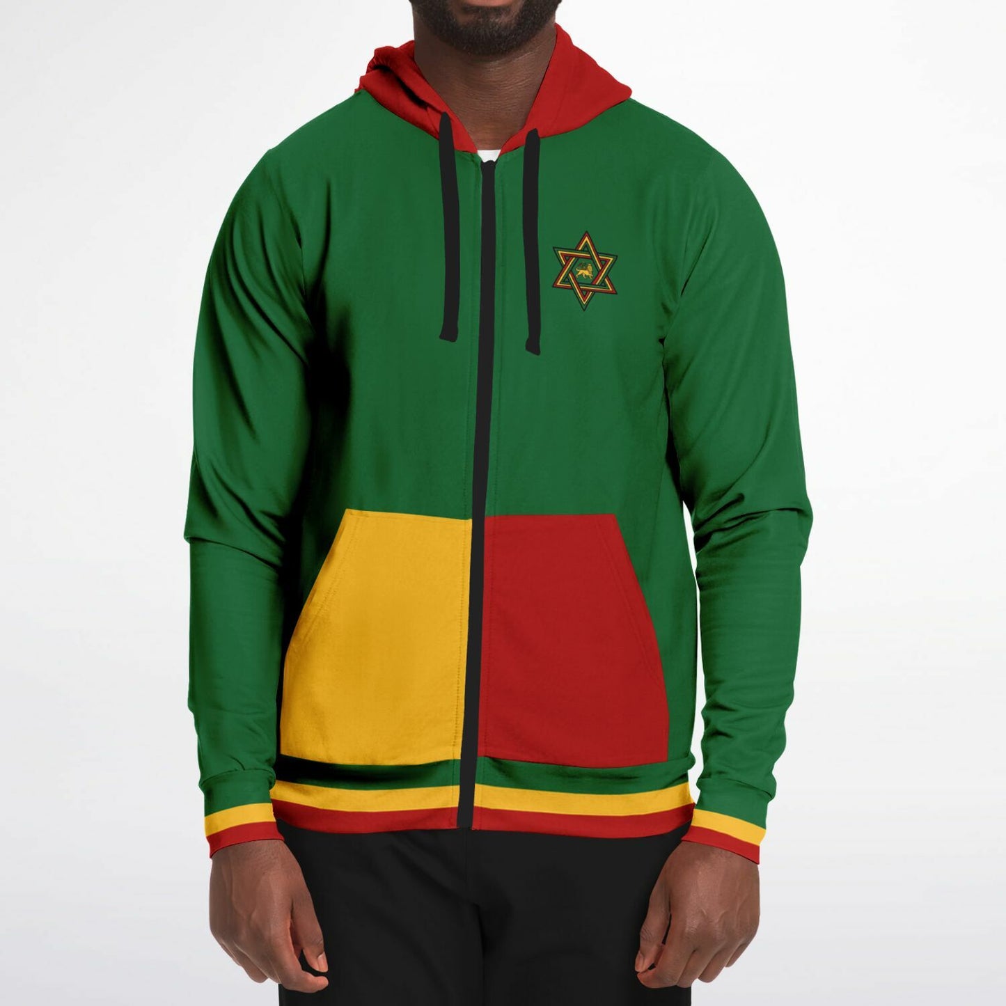 Rasta Lion Of Judah Athletic Zip Up Hoodie