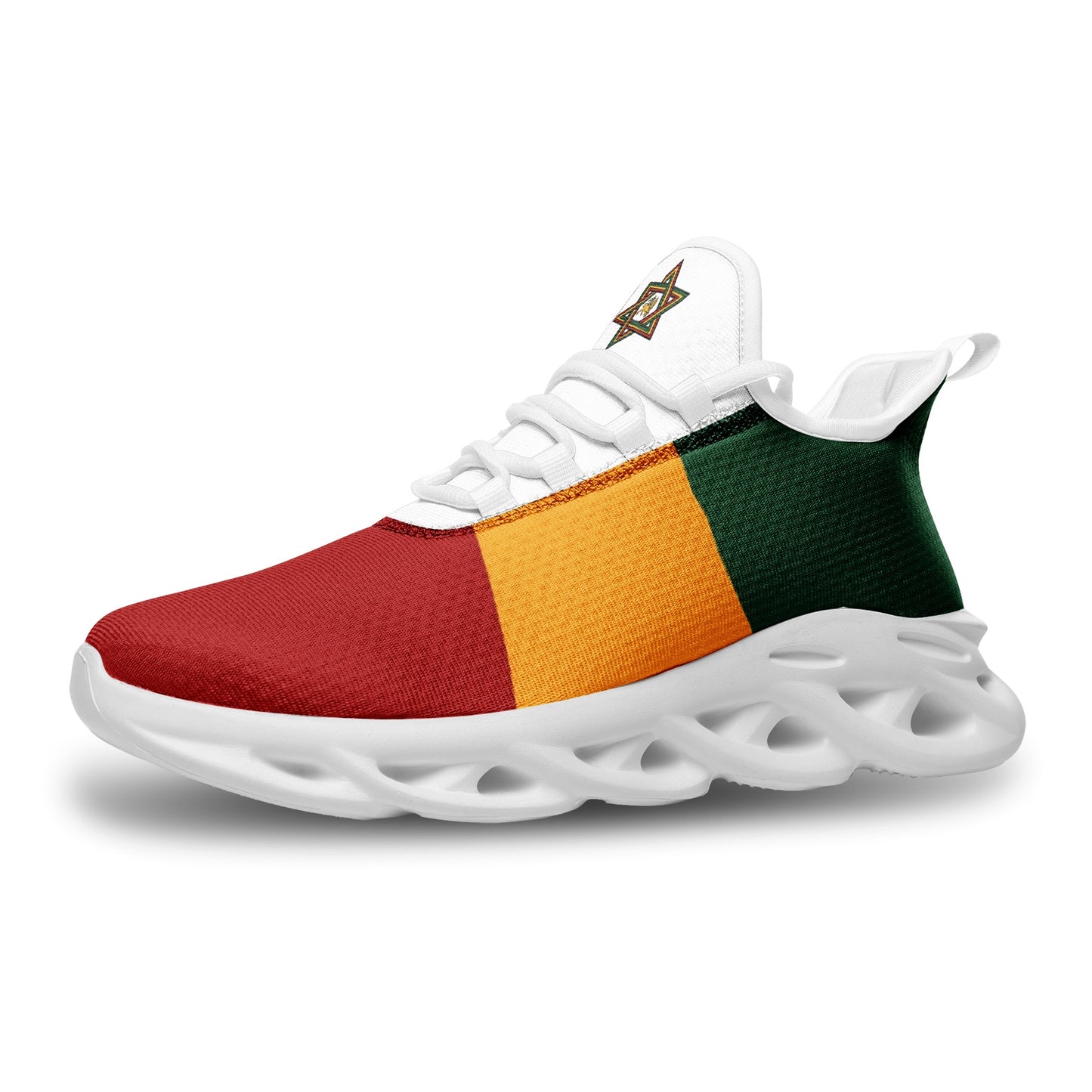 Rasta Bounce Shoes in red/gold/green colorway