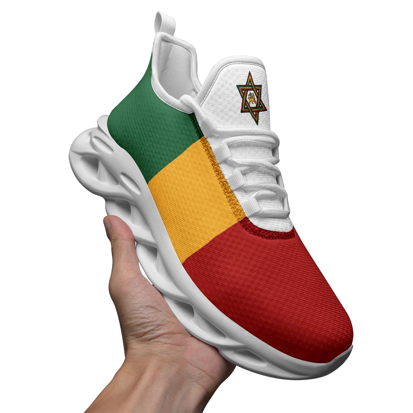 Rasta Bounce Shoes in red/gold/green colorway