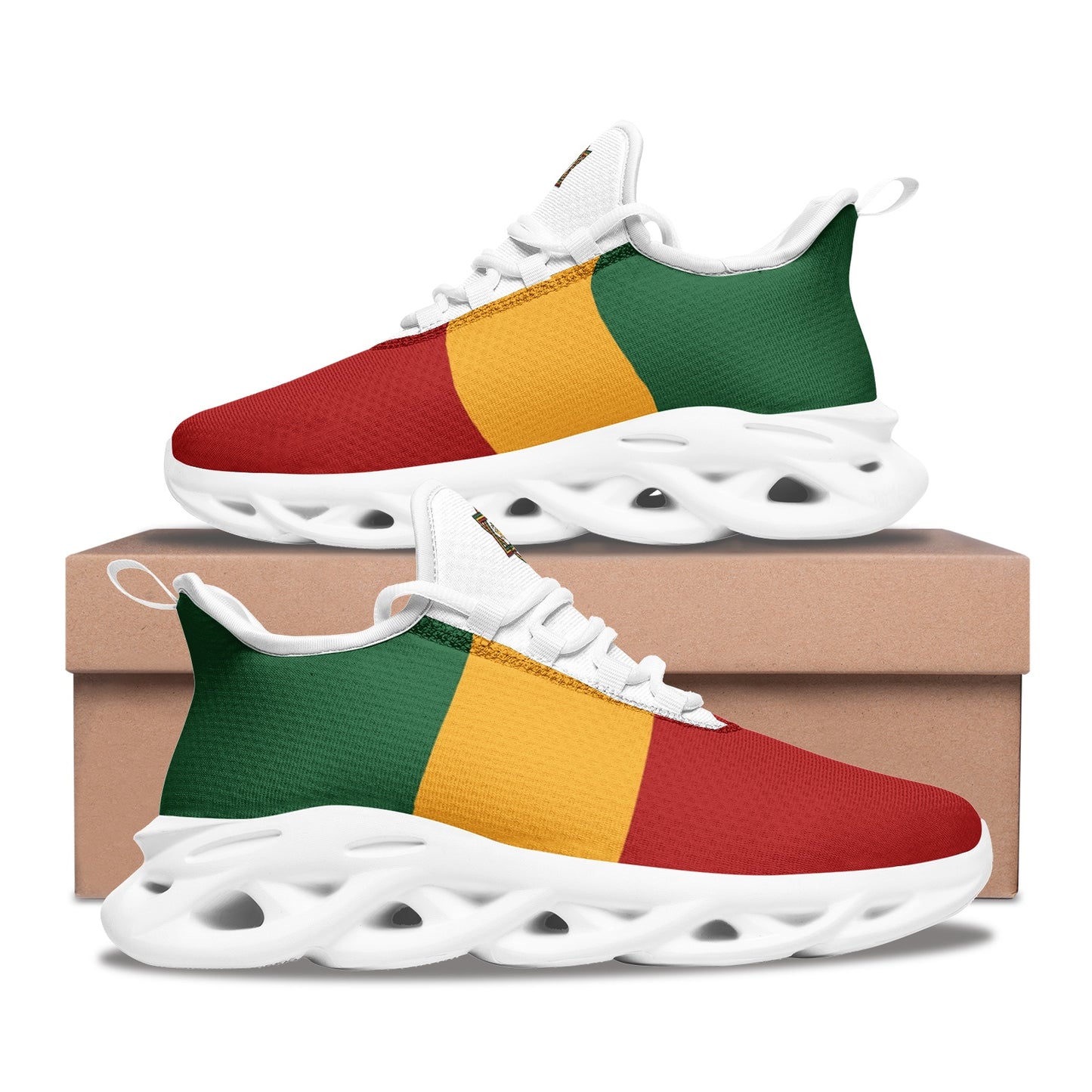 Rasta Bounce Shoes in red/gold/green colorway