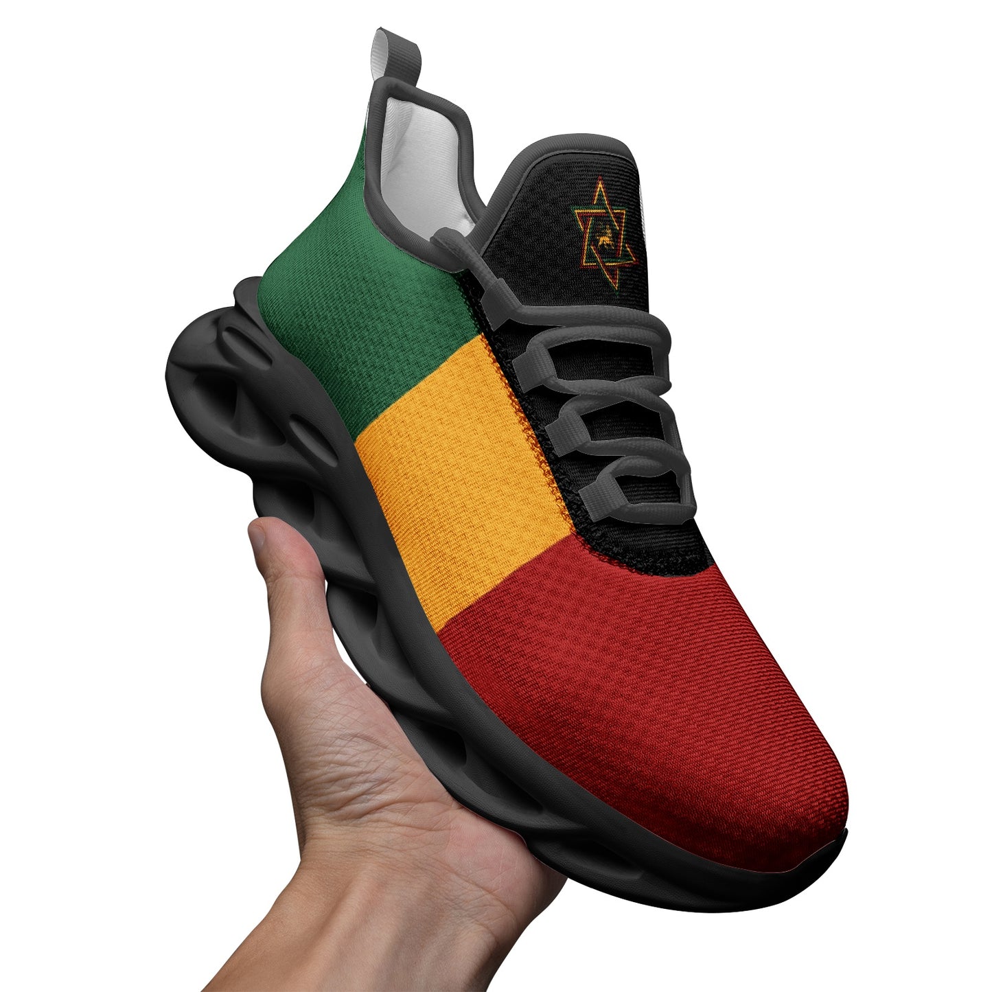 Rasta Bounce Shoes in red/gold/green colorway