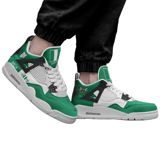 Nigeria Flag Shoes - Rebel Sole mid top sneaker in Green, White - sole and outsole view