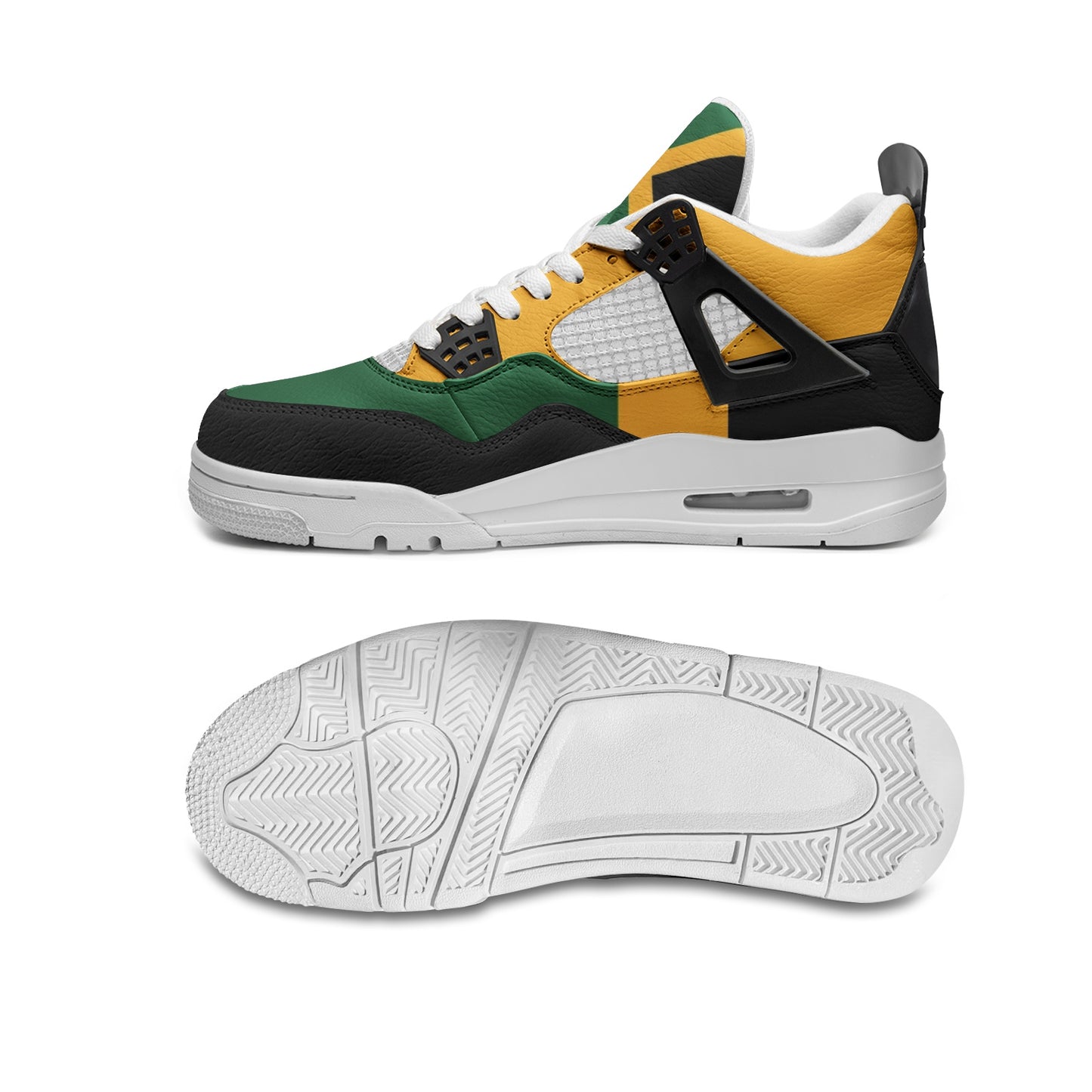 Jamaica Stripes Shoes striped accents in black/green/gold colorway
