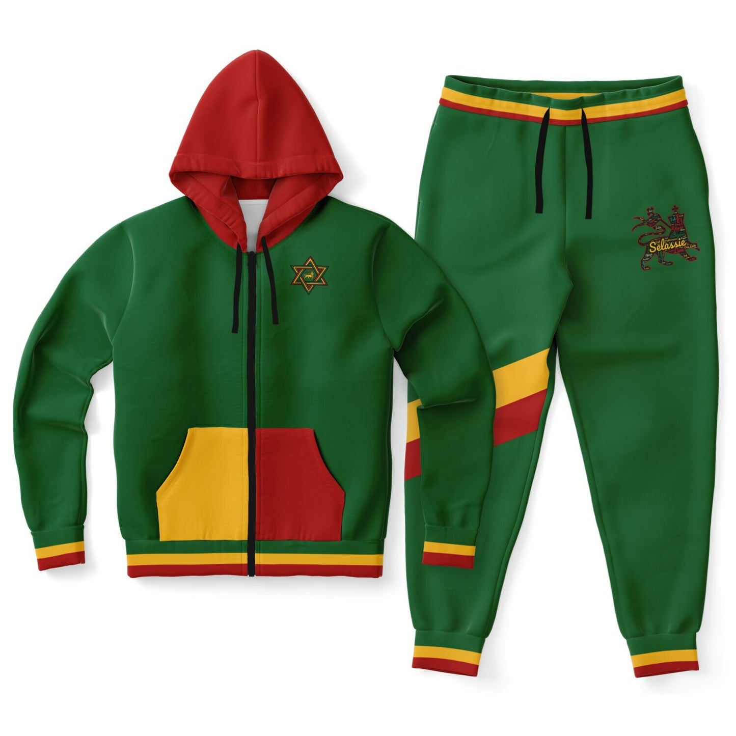 Rasta Zip Hoodie & Jogger Set - Riddim Wave - Casual