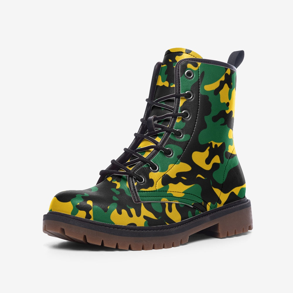 Jamaica Camo Shoes with camo print in black/green/gold colorway