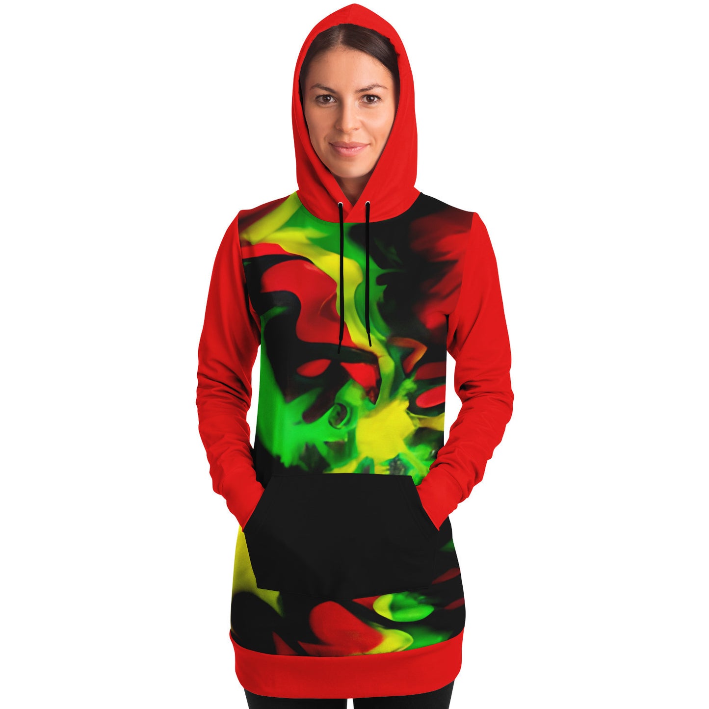 Tie Dye Rasta Hoodie Dress - AOP