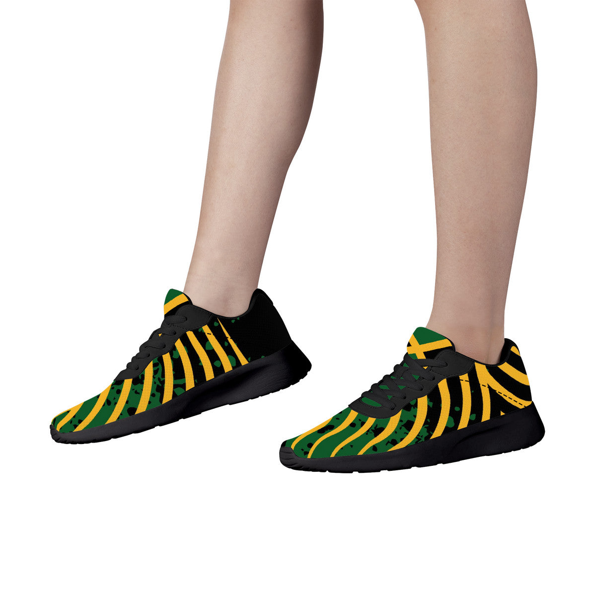 Jamaica Splash Shoes in black/green/gold colorway
