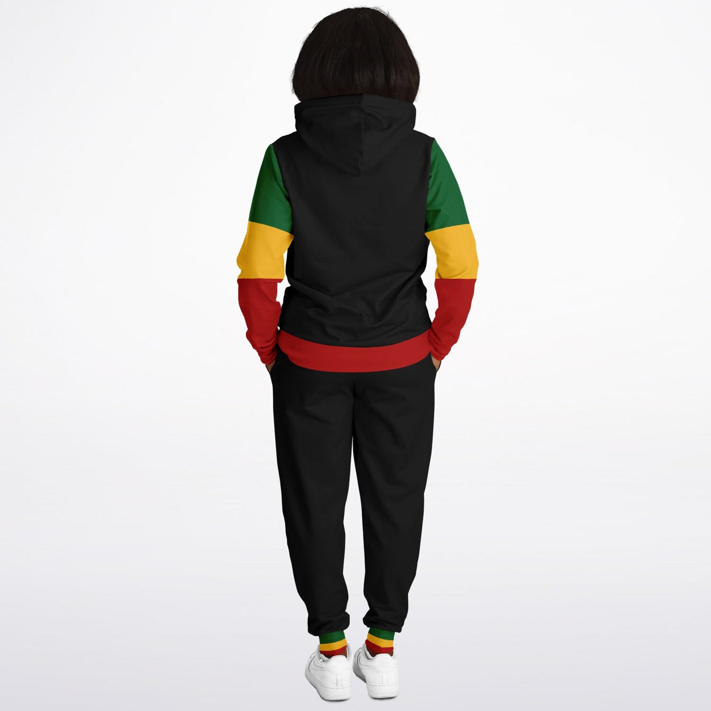 Rasta Pullover Hoodie & Jogger Set - St. Ann Stripe Black - Casual
