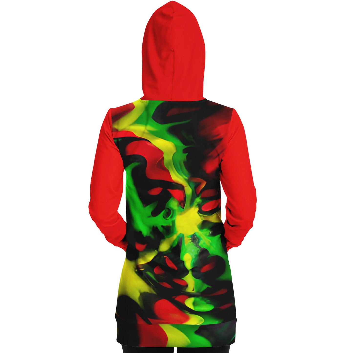 Tie Dye Rasta Hoodie Dress - AOP