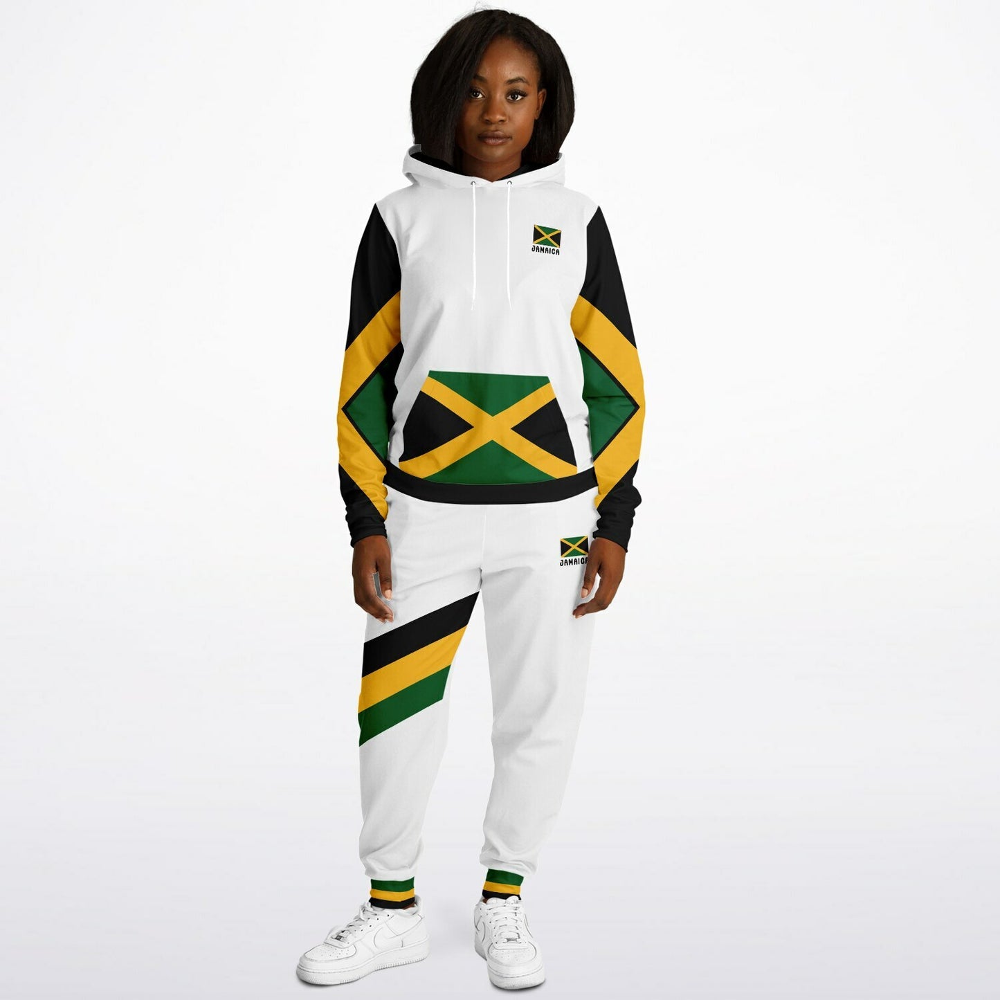 Jamaica Pullover Hoodie & Jogger Set - Trelawny Trim White - Casual