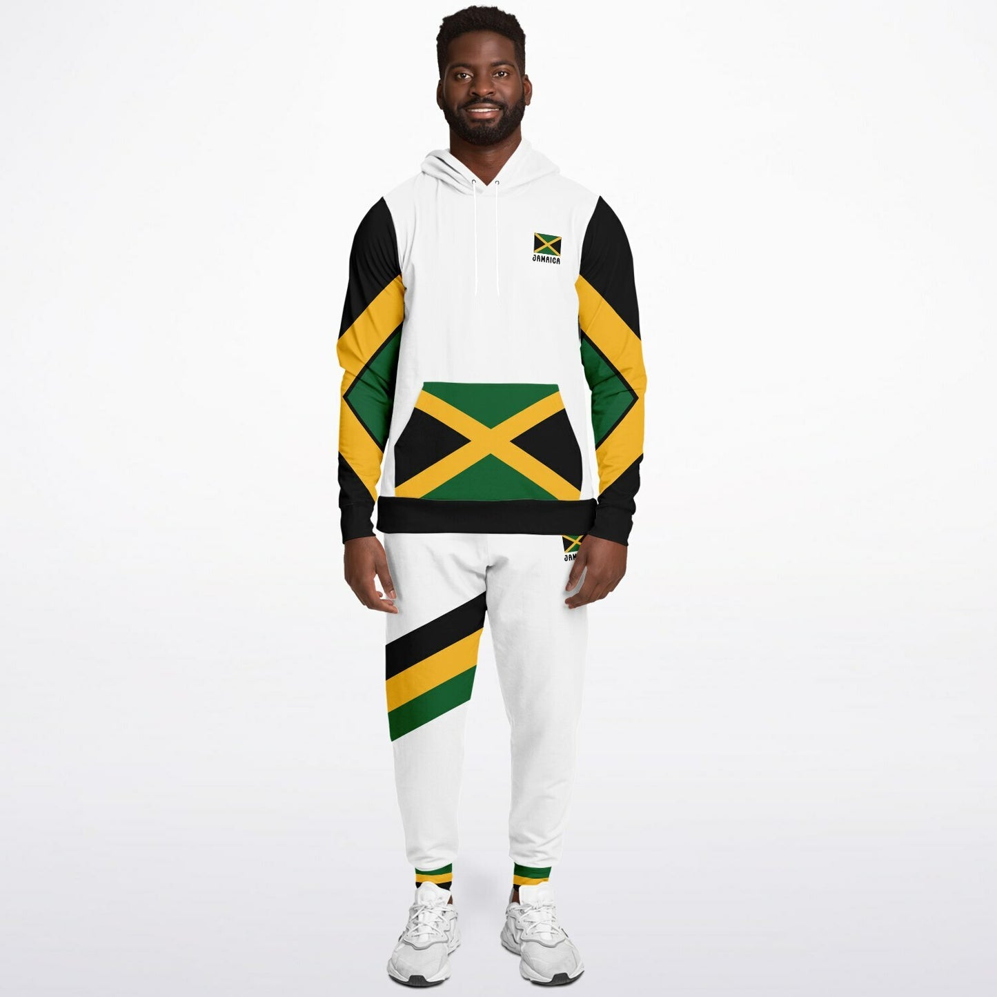 Jamaica Pullover Hoodie & Jogger Set - Trelawny Trim White - Casual