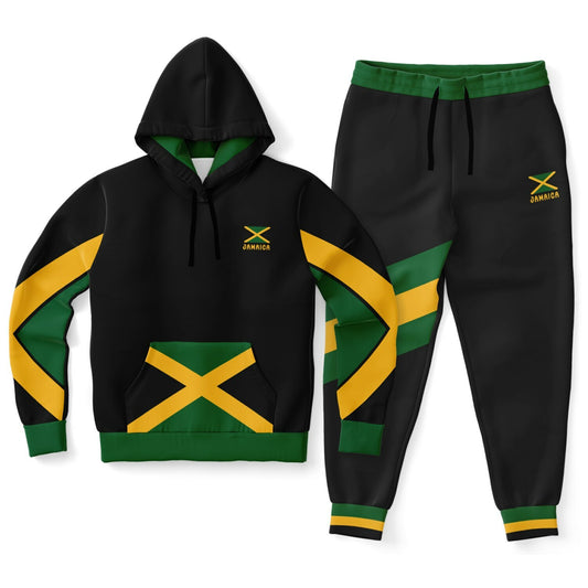 Jamaica Pullover Hoodie & Jogger Set - Trelawny Trim Black - Casual