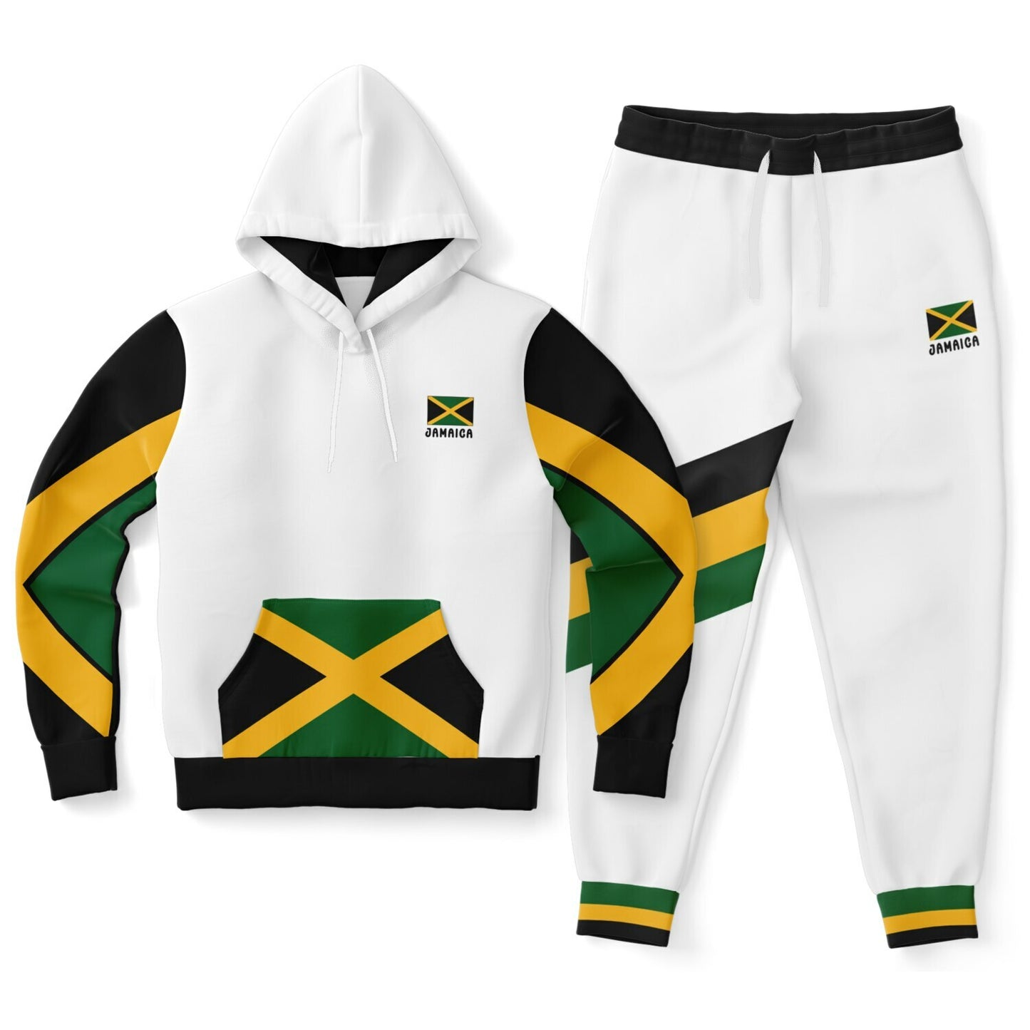 Jamaica Pullover Hoodie & Jogger Set - Trelawny Trim White - Casual