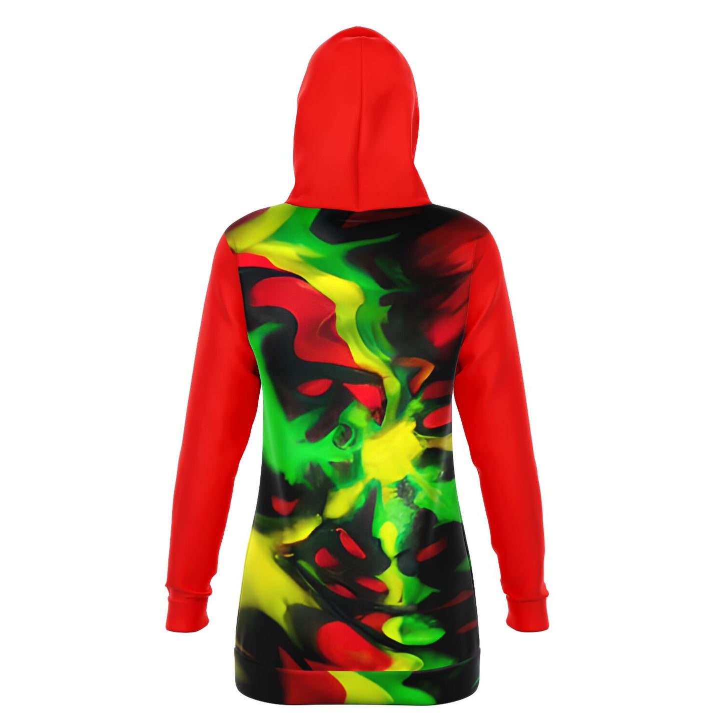 Tie Dye Rasta Hoodie Dress - AOP