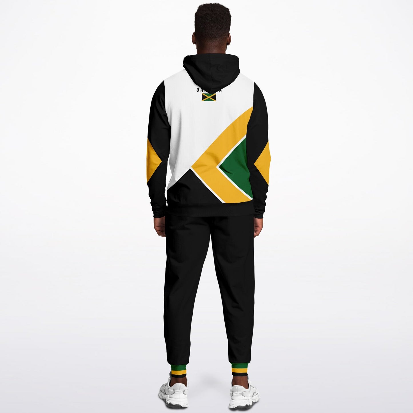 Jamaica Pullover Hoodie & Jogger Set - Trelawny Trim White Black - Casual