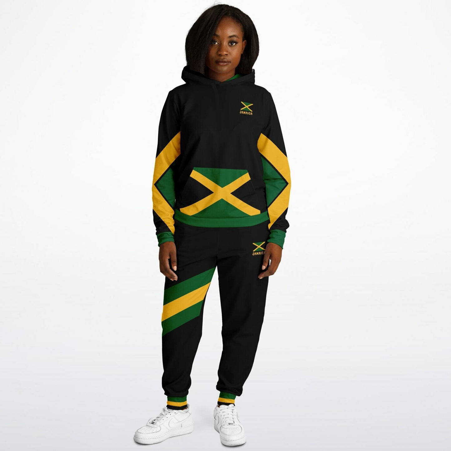 Jamaica Pullover Hoodie & Jogger Set - Trelawny Trim Black - Casual