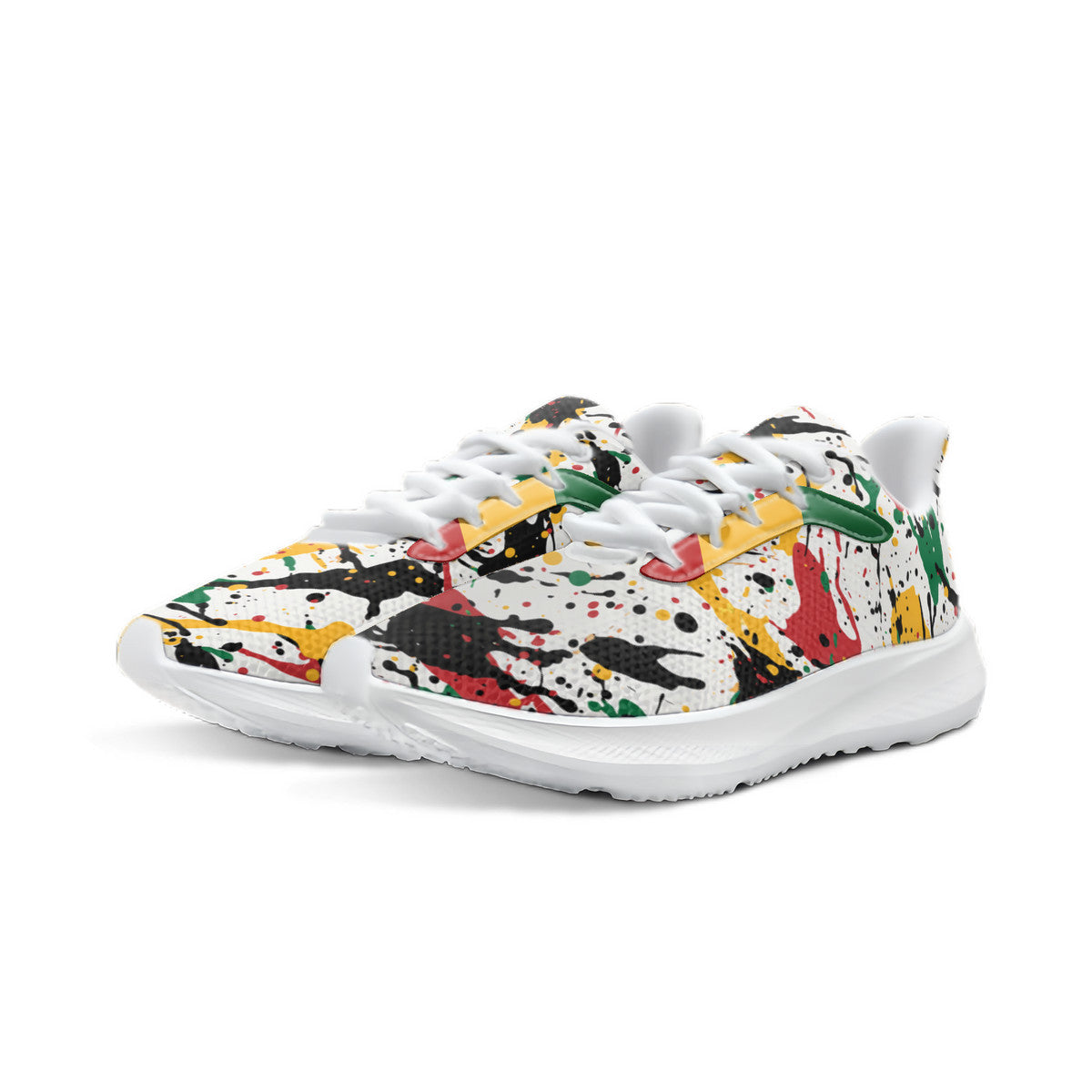 Rasta Splatter Shoes in red/gold/green colorway