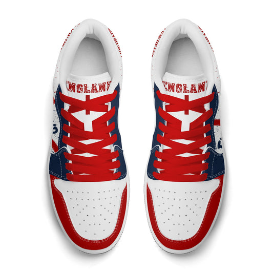 England Soccer Flag Shoes - Lion Heart Pride Sneakers - Jamrock Low
