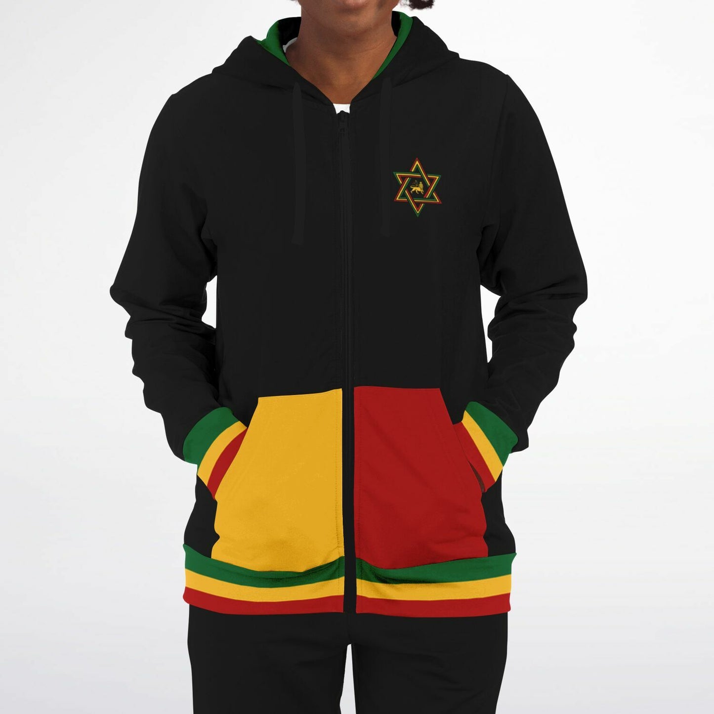 Rasta Lion Of Judah Casual Zip Up Hoodie