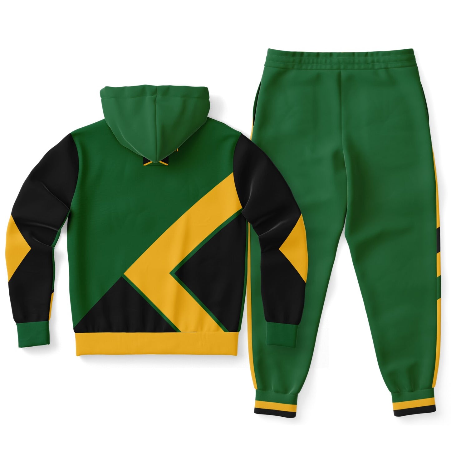 Jamaica Pullover Hoodie & Jogger Set - Trelawny Trim Green Yellow - Casual